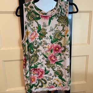 LOFT mixed media pink shell tank top